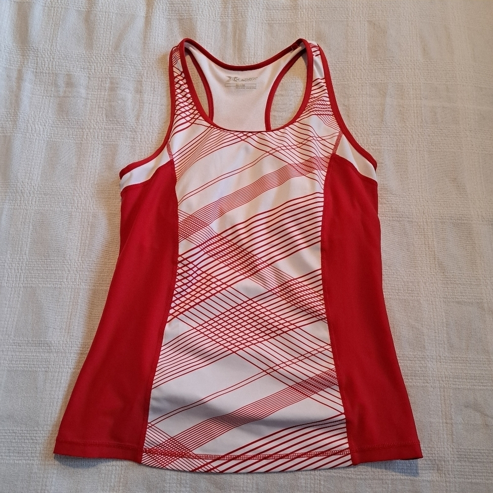 Xersion women's size Large red and white tank top